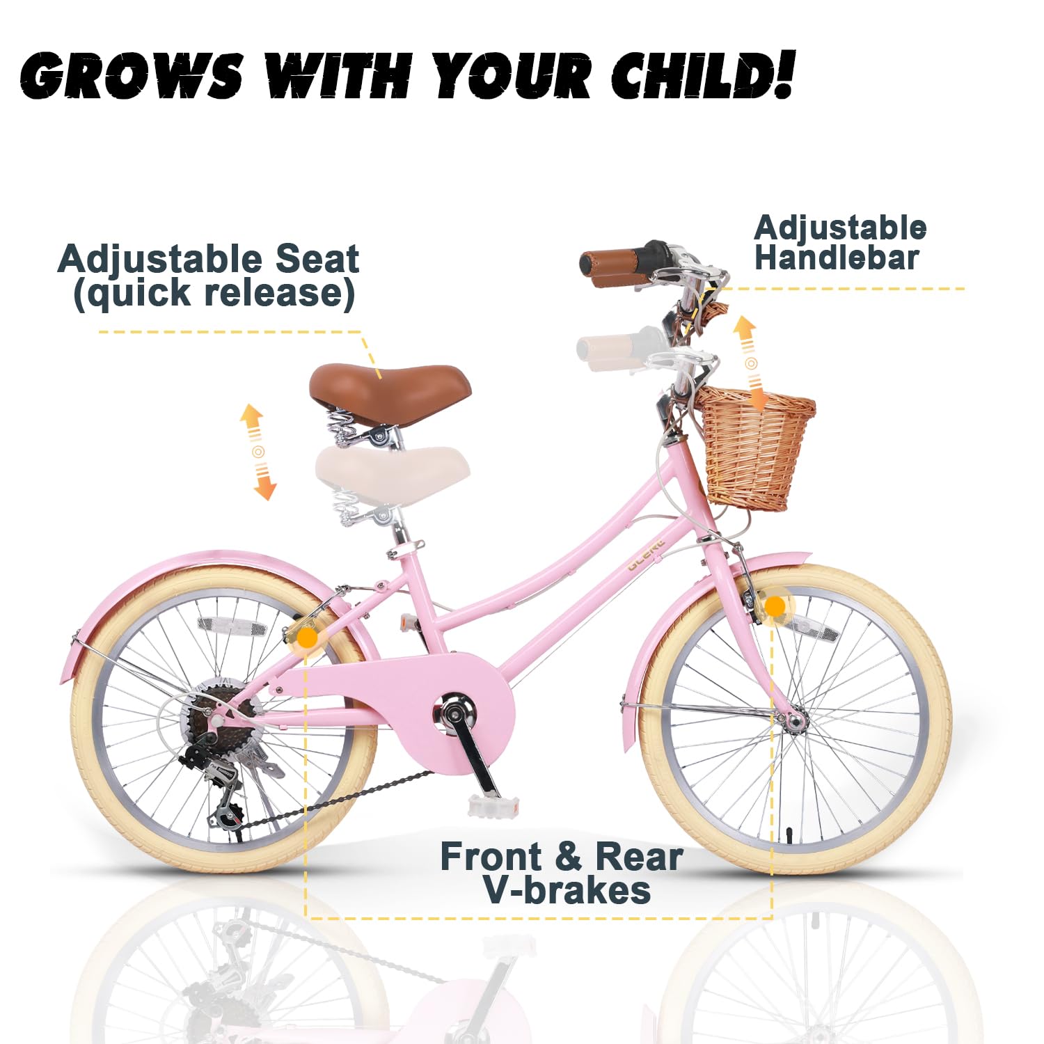 【Glerc】Missy女の子自転車 24インチ レトロシティーサイクル Amazon | Glerc 女の子自転車 可愛い小中学生自転車 シティー